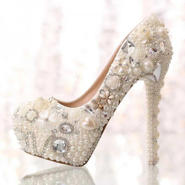 2019 new pearl rhinestone waterproof platform white bride crystal super high heel wedding shoes single shoes adult gift shoes 2019 new pearl rhinestone waterproof platform white bride crystal super high heel wedding shoes single shoes adult gift shoes