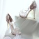 2019 spring new bride sandals wedding high heels fish mouth flower pearl rhinestone lace single shoes large size female