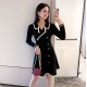 2020 Autumn Vintage Women Notched Collar Short Sleeve Knitted Sweater Mini Dress Female Double-Breasted A-line Dresses Vestidos