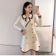 2020 Autumn Vintage Women Notched Collar Short Sleeve Knitted Sweater Mini Dress Female Double-Breasted A-line Dresses Vestidos 2020 Autumn Vintage Women Notched Collar Short Sleeve Knitted Sweater Mini Dress Female Double-Breasted A-line Dresses Vestidos