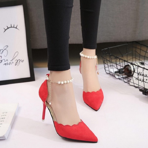 2020 spring and summer new high-heeled shoes high-heeled sexy word buckle chain fine heel shallow matte women's sandals 2020 spring and summer new high-heeled shoes high-heeled sexy word buckle chain fine heel shallow matte women's sandals