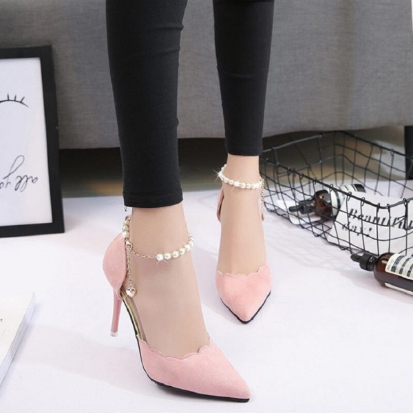 2020 spring and summer new high-heeled shoes high-heeled sexy word buckle chain fine heel shallow matte women's sandals 2020 spring and summer new high-heeled shoes high-heeled sexy word buckle chain fine heel shallow matte women's sandals