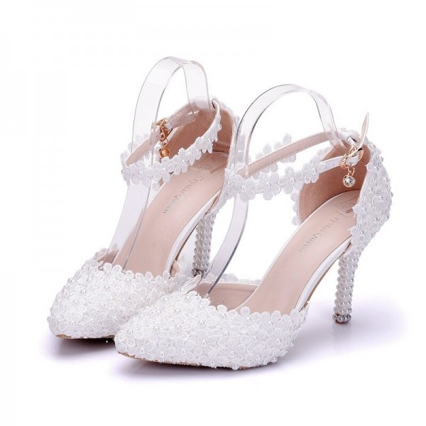 2021 spring pointed stiletto high heel bridal wedding shoes lace pearl banquet dress sandals adult gift large size women's shoes 2021 spring pointed stiletto high heel bridal wedding shoes lace pearl banquet dress sandals adult gift large size women's shoes