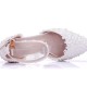 2021 spring pointed stiletto high heel bridal wedding shoes lace pearl banquet dress sandals adult gift large size women's shoes