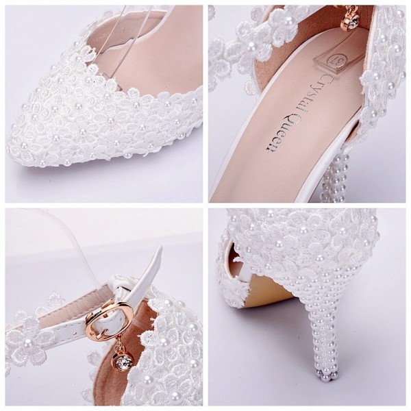 2021 spring pointed stiletto high heel bridal wedding shoes lace pearl banquet dress sandals adult gift large size women's shoes 2021 spring pointed stiletto high heel bridal wedding shoes lace pearl banquet dress sandals adult gift large size women's shoes