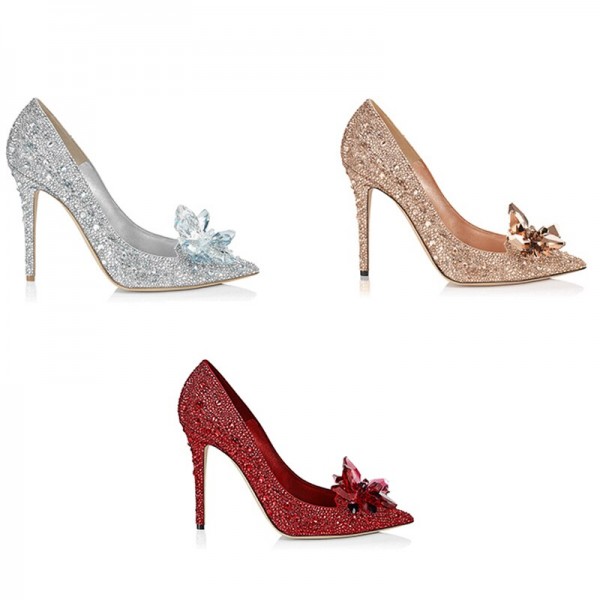 Cinderella crystal gold dress bridal shoes silver pointed high heels stiletto bridesmaid shallow mouth size wedding shoes women Cinderella crystal gold dress bridal shoes silver pointed high heels stiletto bridesmaid shallow mouth size wedding shoes women