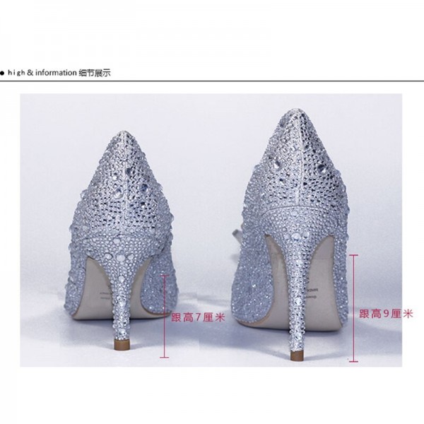 Cinderella crystal gold dress bridal shoes silver pointed high heels stiletto bridesmaid shallow mouth size wedding shoes women Cinderella crystal gold dress bridal shoes silver pointed high heels stiletto bridesmaid shallow mouth size wedding shoes women