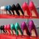 Color rhinestone square buckle satin pointed high heel stiletto sexy shallow mouth women's shoes bride wedding shoes large size
