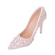 Crystal wedding shoes 2019 new female bottom high heels rhinestone fine with shallow mouth pointed bridal shoes large size