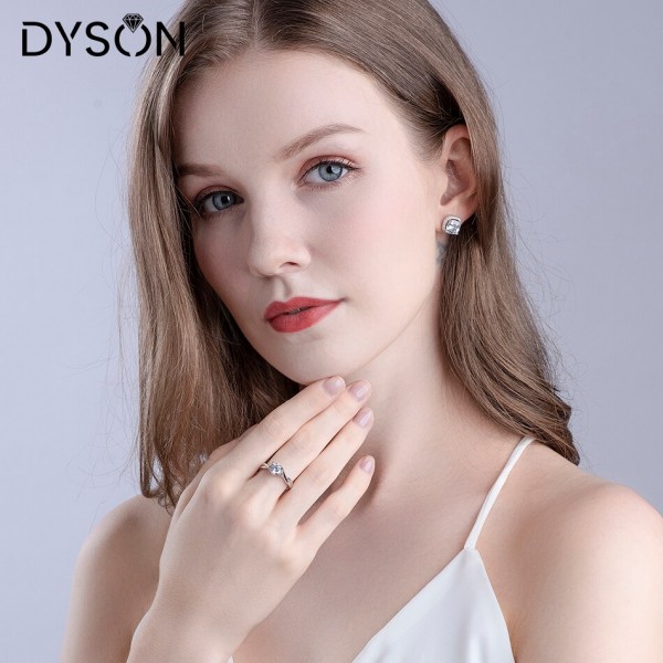 Dyson 925 Sterling Silver Rings Infinity Solitaire Round Clear Zirconia Promise Engagement Rings For Women Bridal Fine Jewelry