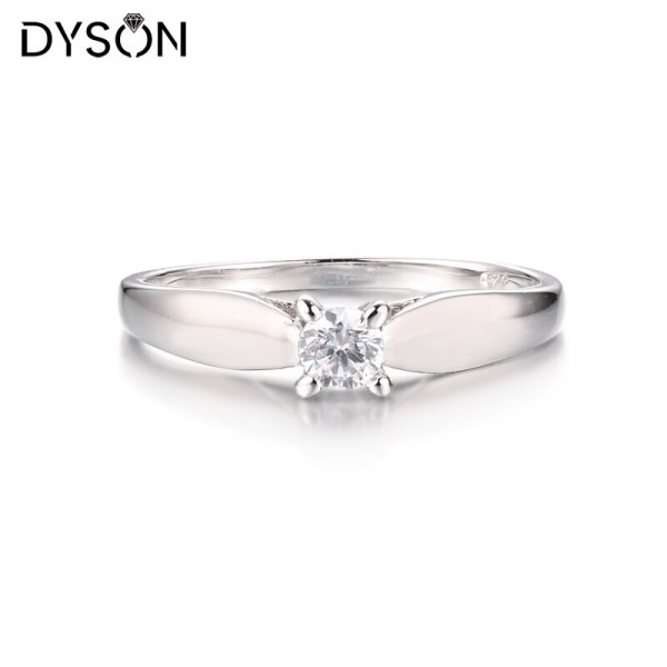 Dyson 925 Sterling Silver Rings Solitaire Classic White Zirconia Promise Bridal Wedding Engagement Rings For Women Fine Jewelry