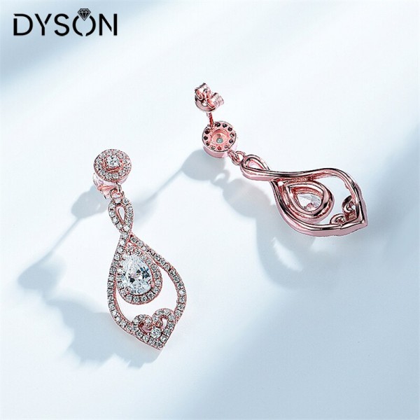 Dyson Pear Heart Rose Gold Plated Lovely Earrings For Women Birthday Anniversary Gifts Fine Jewelry 925 Sterling Silver Earrings