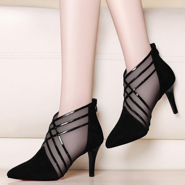 Fashion Mesh Cross Striped Lace Women Ladies Casual Pointed High Heels Pumps Women Sandals Shoes Fashion Mesh Cross Striped Lace Women Ladies Casual Pointed High Heels Pumps Women Sandals Shoes