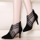 Fashion Mesh Cross Striped Lace Women Ladies Casual Pointed High Heels Pumps Women Sandals Shoes