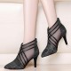 Fashion Mesh Cross Striped Lace Women Ladies Casual Pointed High Heels Pumps Women Sandals Shoes Fashion Mesh Cross Striped Lace Women Ladies Casual Pointed High Heels Pumps Women Sandals Shoes