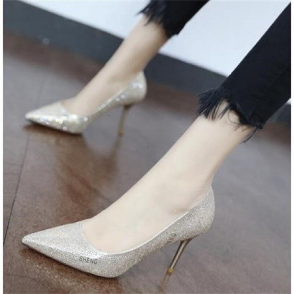 High heels 2020 autumn new all-match black pointed shallow mouth rhinestone stiletto single shoes fashion work women's shoes High heels 2020 autumn new all-match black pointed shallow mouth rhinestone stiletto single shoes fashion work women's shoes