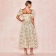Justchicc Elegant Square Collar Summer Holiday Dresses Casual Ruffles Beach Women Vintage Boho Dress Robe Femme Dresses Vestidos