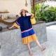 Korean Style Summer Woman Dress Loose Pleated Color Blocking Swing Casual A-Line Shirt dresses for women vestido de mujer Korean Style Summer Woman Dress Loose Pleated Color Blocking Swing Casual A-Line Shirt dresses for women vestido de mujer