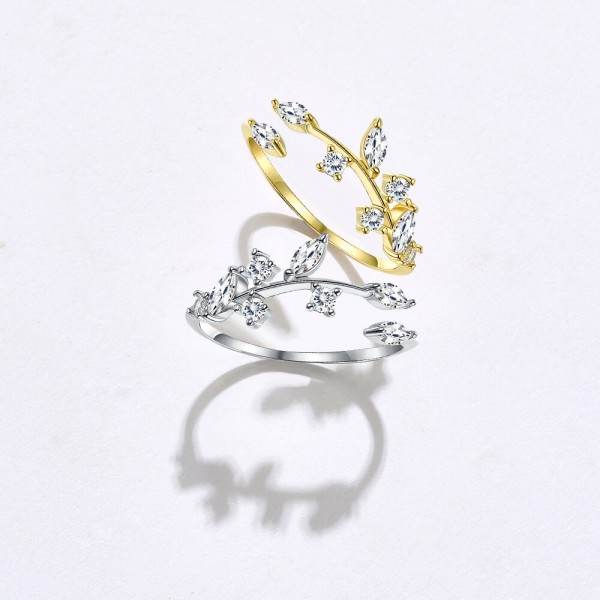 SILVERHOO 925 Sterling Silver Handmade Olive Leaf Rings for Women Exquisite  Adjustable Open Ring Silver Jewelry Wedding Gifts