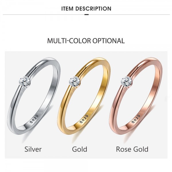 SILVERHOO 925 Sterling Silver Rings for Women Cute Zircon Round Geometric 925 Silver Wedding Ring Fine Jewelry Minimalist Gift