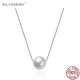 SILVERHOO 925 Sterling Silver Shell Pearl Women Necklaces Elegant Creative Fine Jewelry Wedding Couple Imitation Pearls Pendant