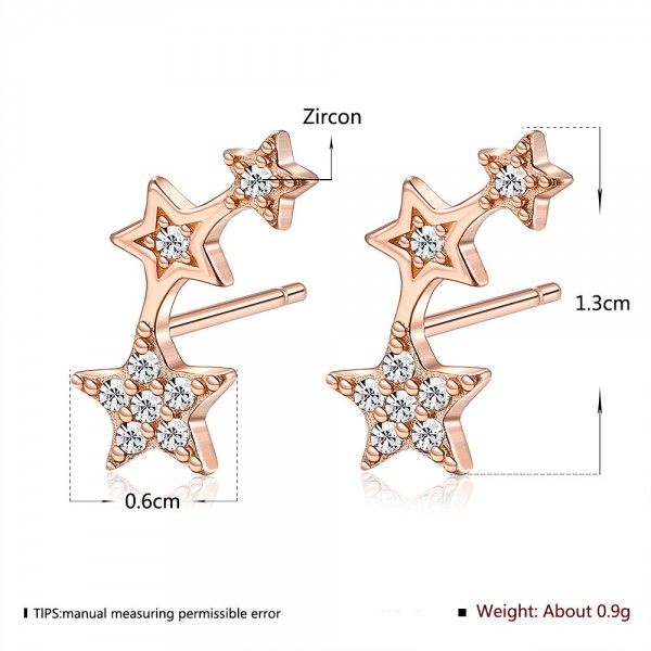 SILVERHOO Cuff Earrings Authentic 925 Sterling Silver CZ Exquisite Stackable Star Earrings for Women Jewelry Valentine's Gift