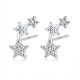 SILVERHOO Cuff Earrings Authentic 925 Sterling Silver CZ Exquisite Stackable Star Earrings for Women Jewelry Valentine's Gift
