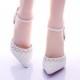 Summer new white pearl rhinestone wedding shoes super high heel stiletto wedding shoes pointed toe bride female sandals