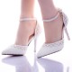 Summer new white pearl rhinestone wedding shoes super high heel stiletto wedding shoes pointed toe bride female sandals