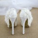 Wedding shoes white wedding dress princess lace photo high heels female rhinestones tassels with large size single shoes